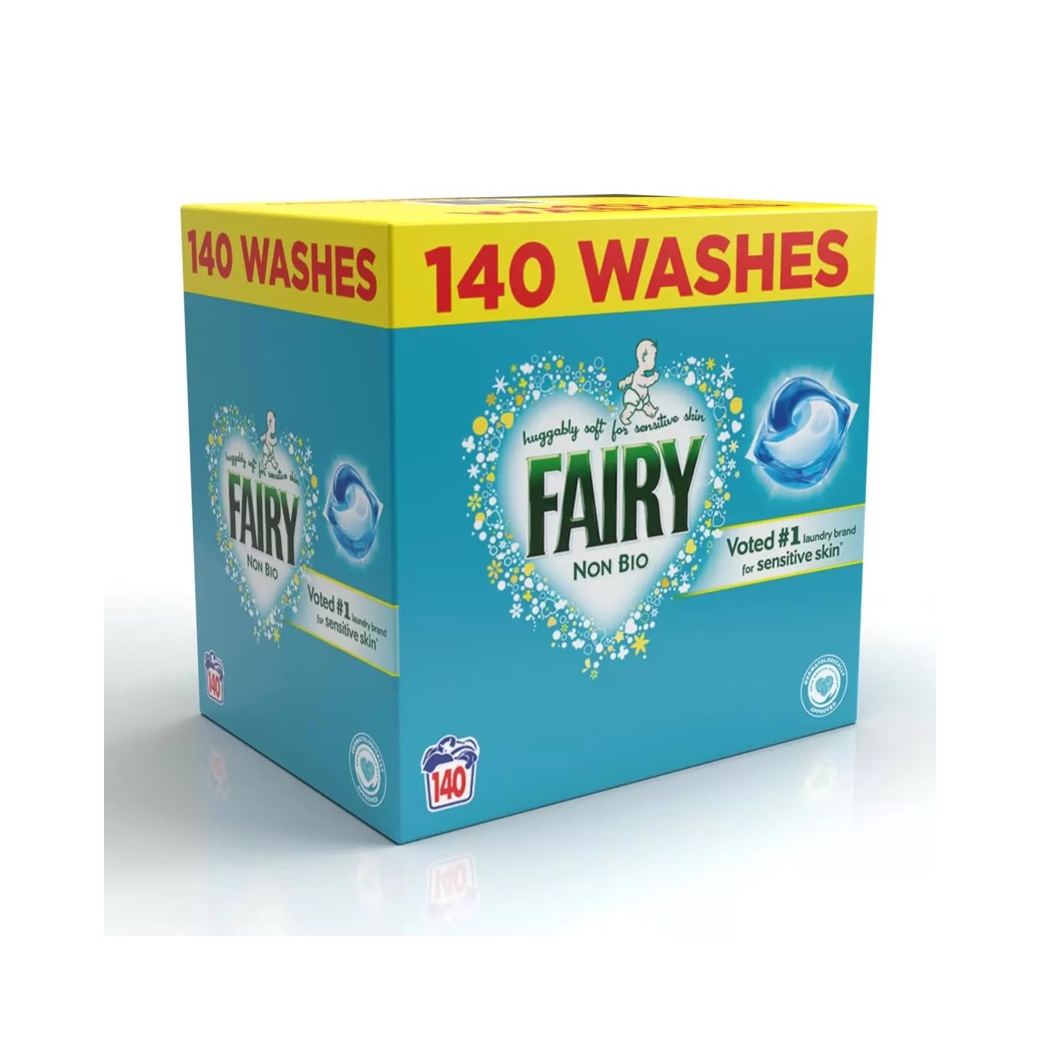 Fairy Non Bio pods are kind to sensitive skin yet tough on stains.